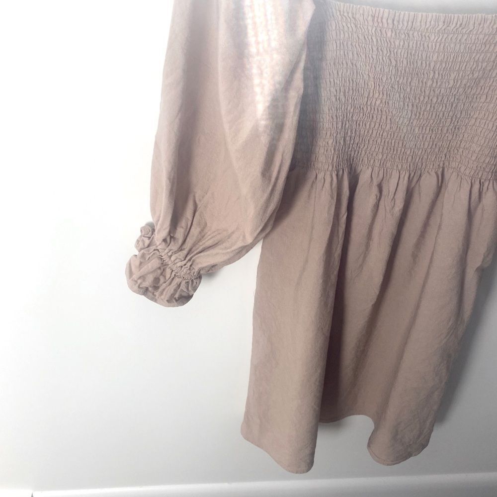 Anthropologie x Kourt Portia Smocked Linen Dress M Milkmaid Cottagecore Coquette - Picture 9 of 11